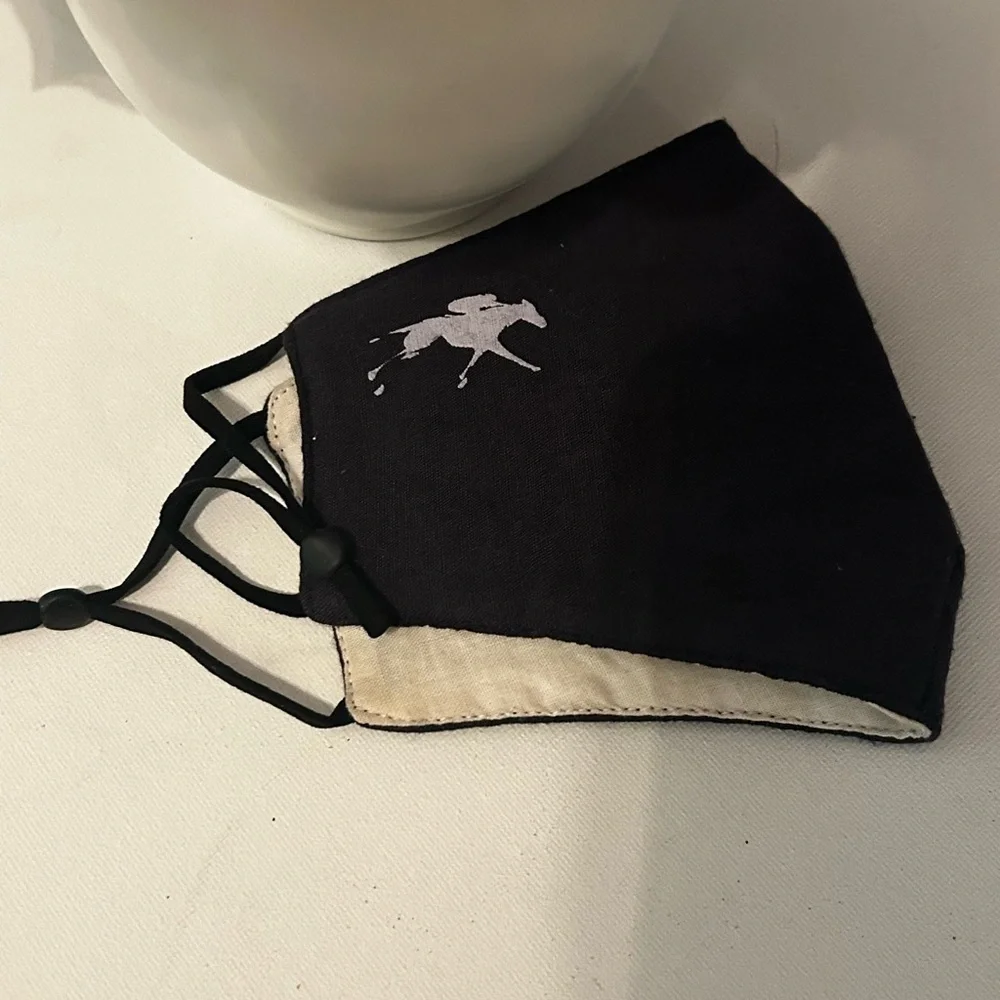 Ralph Lauren Polo Face Mask Navy Blue Unisex Logo Adjustable Straps Authentic